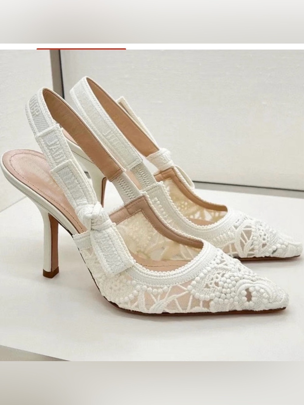 A Classy Chic Boutique White Crochet Lace Slingback Heels